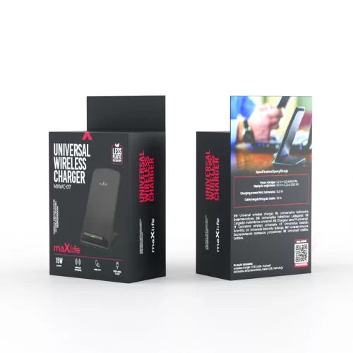 Wireless vezeték nélküli töltő, 15W, fekete, Maxlife MXWC-07