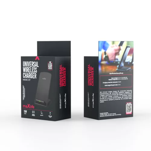 Wireless vezeték nélküli töltő, 15W, fekete, Maxlife MXWC-07