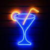 Neon plexi LED lámpa, Cocktail, falra akasztható, kék-sárga, Neolia FPNE02