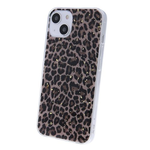 iPhone 12 / 12 Pro (6.1") hátlap tok, TPU tok, Gold Glam Leopard 1