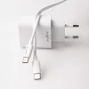 Hálózati töltőfej 1x Type-C + Type-C - Type-C adatkábel, PD / QC, 3A / 20W, fehér, Maxlife MXTC-06