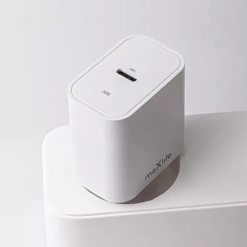 Hálózati töltőfej 1x Type-C + Type-C - Type-C adatkábel, PD / QC, 3A / 20W, fehér, Maxlife MXTC-06