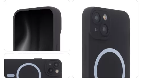 iPhone 15 Plus hátlap tok, TPU tok, magsafe, sötétkék, Silicon Soft Mag