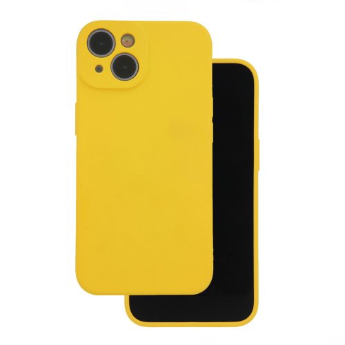 iPhone 15 Pro (6,1") szilikon tok, hátlap tok, velúr belső, sárga, matt, Silicone Case