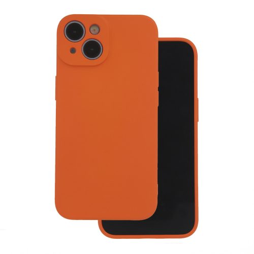 Samsung Galaxy A14 4G/5G hátlap tok, szilikon, tok, velúr belső, narancssárga, matt, SM-A145, SM-A146, Silicone Case