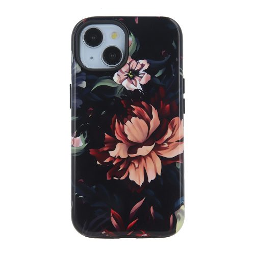 iPhone 15 Pro (6,1") hátlap tok, kemény tok, TPU / PC tok, virág mintás, Decor Peony