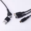 2xType-C / iPhone 8pin - USB / Type-C adatkábel, gyorstöltés, nylon fonat, 66W, 1M, fekete, Maxlife