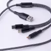 2xType-C / iPhone 8pin - USB / Type-C adatkábel, gyorstöltés, nylon fonat, 66W, 1M, fekete, Maxlife
