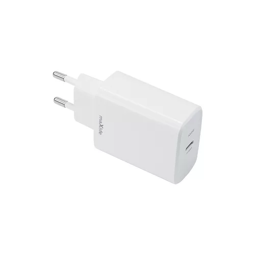 Univerzális hálózati gyors töltőfej, 1xType-C, PD gyors töltés, 20W/3A, fehér, Maxlife MXTC-10-20C