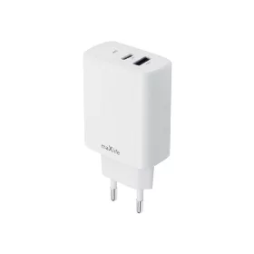   Hálózati gyors töltőfej, 1xType-C / 1xUSB, 20W, fehér, Maxlife MXTC-10-20AC