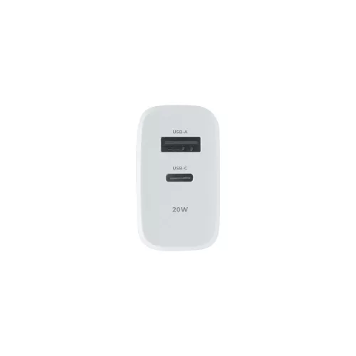 Hálózati gyors töltőfej, 1xType-C / 1xUSB, 20W, fehér, Maxlife MXTC-10-20AC