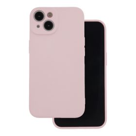   iPhone 15 Pro (6.1") szilikon tok, hátlap tok, velúr belső, púderrózsaszín, matt, Silicone Case