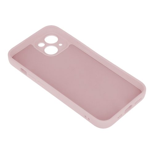 iPhone 15 Pro (6.1") szilikon tok, hátlap tok, velúr belső, púderrózsaszín, matt, Silicone Case