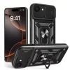 iPhone 16e / SE 4 (2025) (6.1") ütésálló hátlap tok, kitámasztható, fekete, Defender Slide