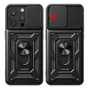 iPhone 16e / SE 4 (2025) (6.1") ütésálló hátlap tok, kitámasztható, fekete, Defender Slide