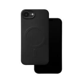   iPhone 16e / SE 4 (2025) (6.1") hátlap tok, szilikon tok, velúr belső, magsafe, fekete, Simple Color Mag