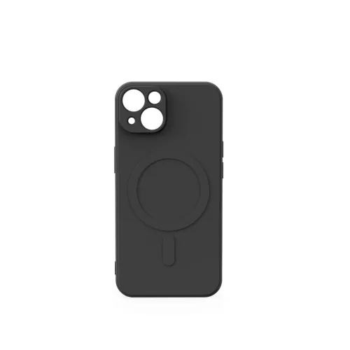 iPhone 16e / SE 4 (2025) (6.1") hátlap tok, szilikon tok, velúr belső, magsafe, fekete, Simple Color Mag