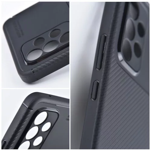 iPhone 17 Pro Max (6.9") szilikon tok, hátlap tok, carbon mintás, kamera védelem, fekete, Carbon Premium