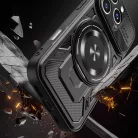 iPhone 17 Pro / 18 Pro (6.3") ütésálló hátlap tok, TPU / PC, kamera védelem, Magsafe, kitámasztható, fekete, Defender Armor Mag