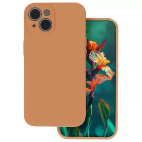   iPhone 17 Pro / 18 Pro (6,3") szilikon tok, hátlap tok, velúr belső, narancssárga, matt, Silicone Case 