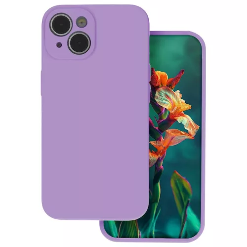 iPhone 17 Air (6.6") szilikon tok, hátlap tok, velúr belső, lila, matt, Silicone Case