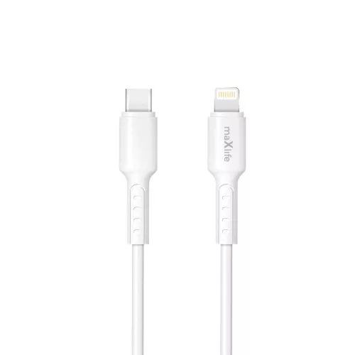 Type-C - iPhone 8pin gyorstöltő adatkábel, 27W, 1M, fehér, Maxlife MXUC-13 CL