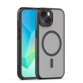   iPhone 15 (6.1") hátlap tok, TPU / PC tok, magsafe, fekete, Mag Matt