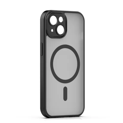 iPhone 15 (6.1") hátlap tok, TPU / PC tok, magsafe, fekete, Mag Matt
