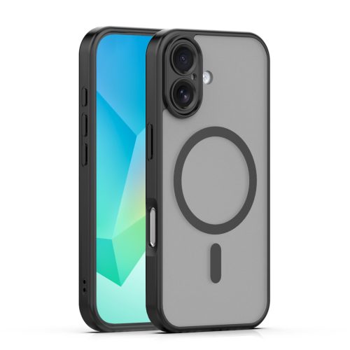 iPhone 16 (6.3") hátlap tok, TPU / PC tok, magsafe, fekete, Mag Matt
