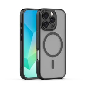   iPhone 16 Pro (6.3") hátlap tok, TPU / PC tok, magsafe, fekete, Mag Matt