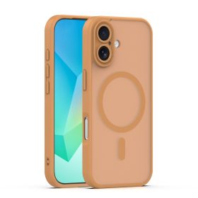   iPhone 16 (6.3") hátlap tok, TPU / PC tok, magsafe, barna, Mag Matt