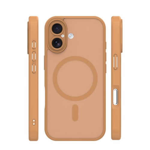 iPhone 16 (6.3") hátlap tok, TPU / PC tok, magsafe, barna, Mag Matt