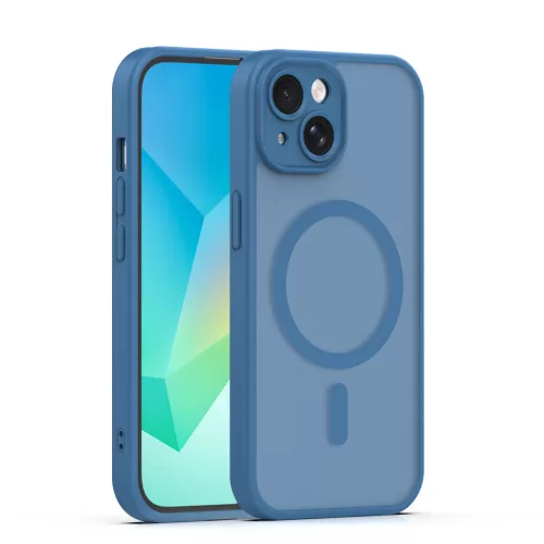 iPhone 13 (6.1") hátlap tok, TPU / PC tok, magsafe, sötétkék, Mag Matt