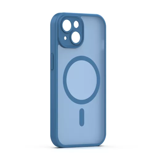 iPhone 13 (6.1") hátlap tok, TPU / PC tok, magsafe, sötétkék, Mag Matt