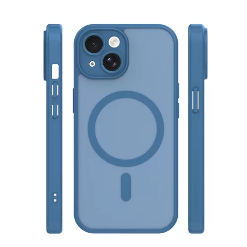 iPhone 13 (6.1") hátlap tok, TPU / PC tok, magsafe, sötétkék, Mag Matt