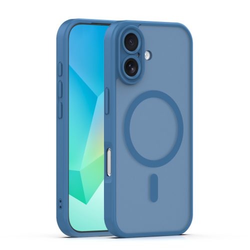 iPhone 16 (6.3") hátlap tok, TPU / PC tok, magsafe, sötétkék, Mag Matt
