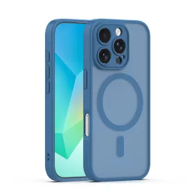   iPhone 16 Pro (6.3") hátlap tok, TPU / PC tok, magsafe, sötétkék, Mag Matt