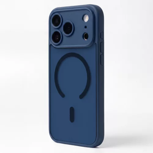 iPhone 16 Pro (6.3") hátlap tok, TPU / PC tok, magsafe, sötétkék, Mag Matt