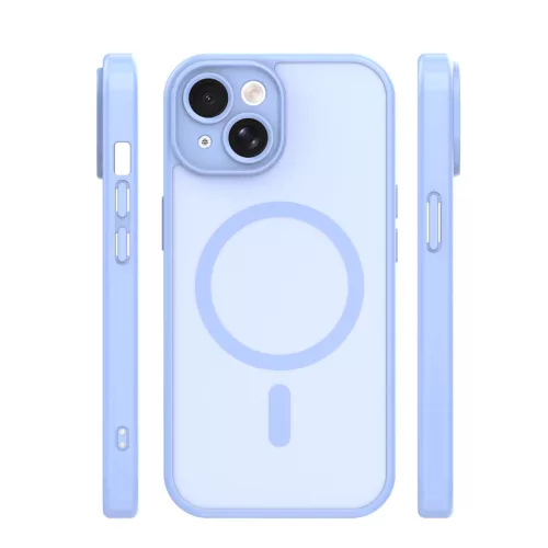 iPhone 15 (6.1") hátlap tok, TPU / PC tok, magsafe, világoskék, Mag Matt