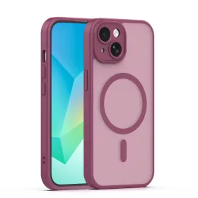   iPhone 15 (6.1") hátlap tok, TPU / PC tok, magsafe, bordó, Mag Matt