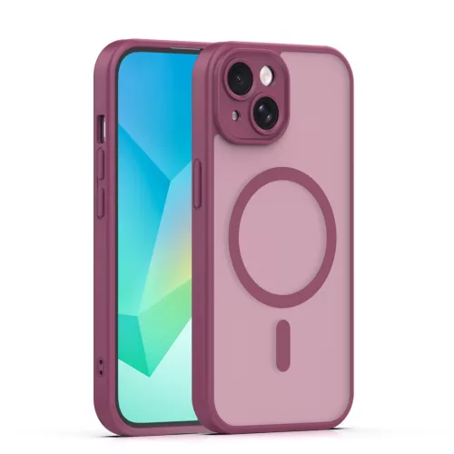 iPhone 15 (6.1") hátlap tok, TPU / PC tok, magsafe, bordó, Mag Matt