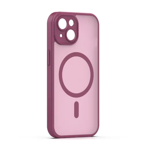 iPhone 15 (6.1") hátlap tok, TPU / PC tok, magsafe, bordó, Mag Matt