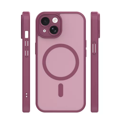 iPhone 15 (6.1") hátlap tok, TPU / PC tok, magsafe, bordó, Mag Matt