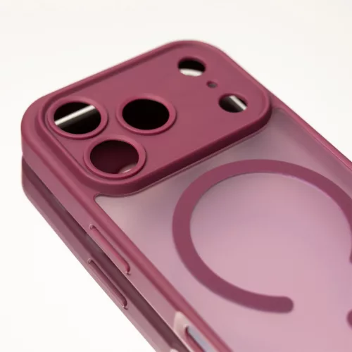 iPhone 15 (6.1") hátlap tok, TPU / PC tok, magsafe, bordó, Mag Matt