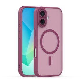   iPhone 16 (6.1") hátlap tok, TPU / PC tok, magsafe, bordó, Mag Matt