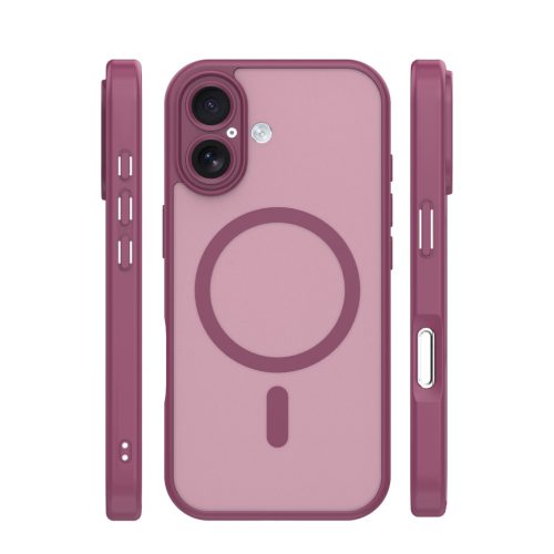 iPhone 16 (6.1") hátlap tok, TPU / PC tok, magsafe, bordó, Mag Matt