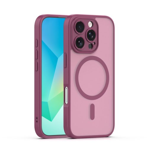 iPhone 16 Pro (6.3") hátlap tok, TPU / PC tok, magsafe, bordó, Mag Matt