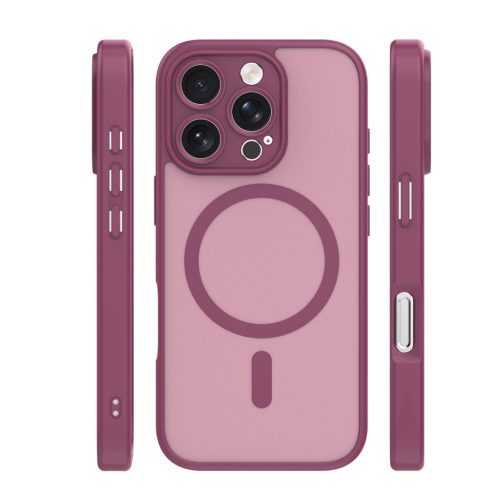iPhone 16 Pro (6.3") hátlap tok, TPU / PC tok, magsafe, bordó, Mag Matt
