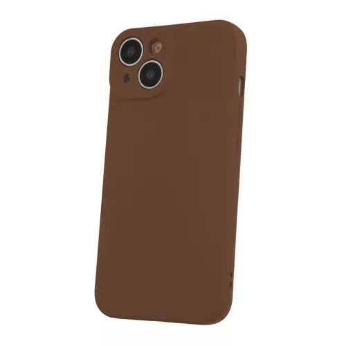 iPhone 17 (6.3") hátlap tok, szilikon, tok, velúr belső, barna, matt, Silicone Case
