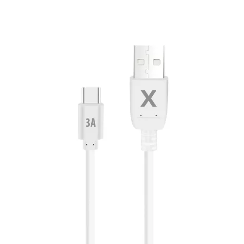 Type-C gyorstöltő adatkábel, 3A, 0.5M, fehér, Maxlife 